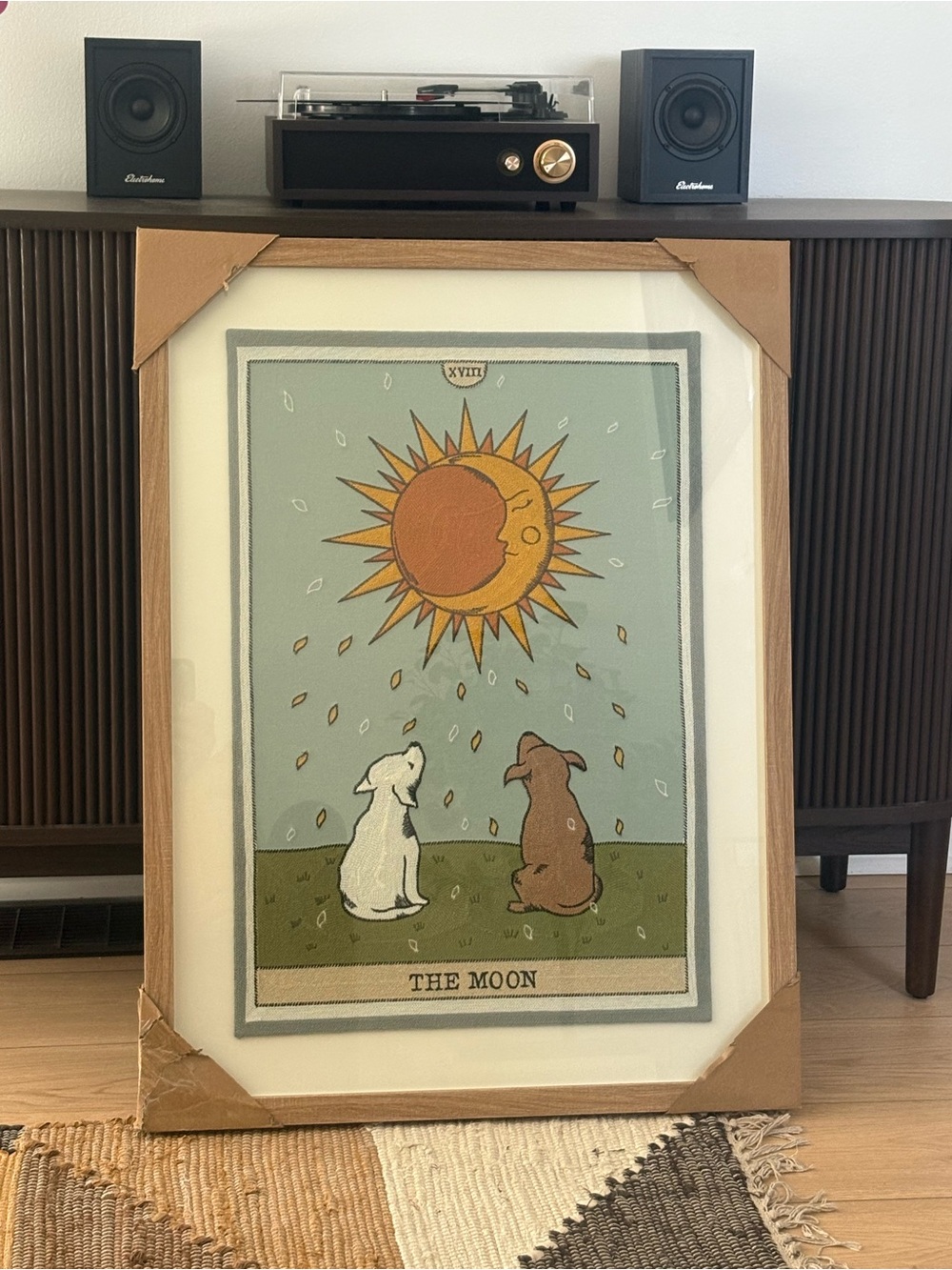 New BP Home Textile Embroidery Woven Wall Art Dog and Moon XVIII 23.75” X 32”